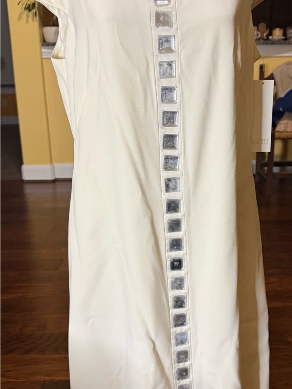Badgley Mischka Ivory Formal/Wedding Dress with Silver Embellishment